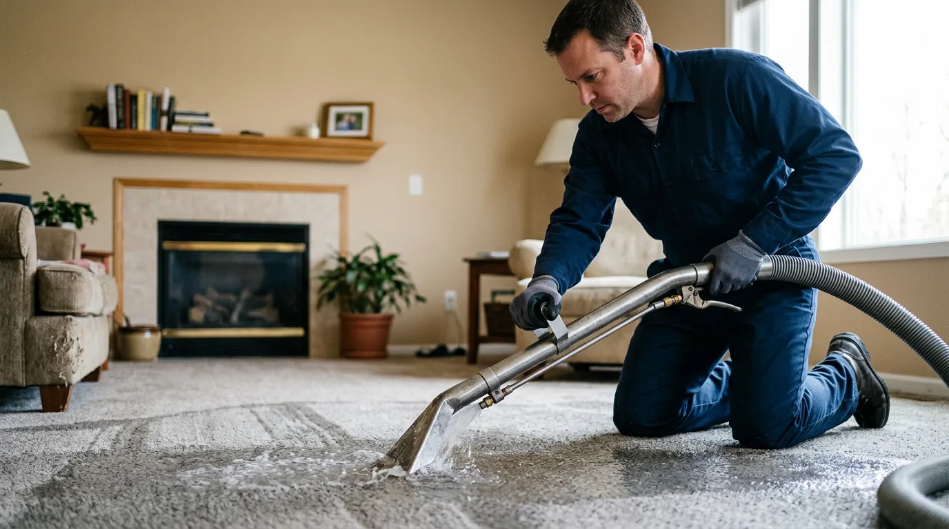 Water damage restoration technician working near Bourneville, OH